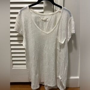 White V-Neck Women's Top